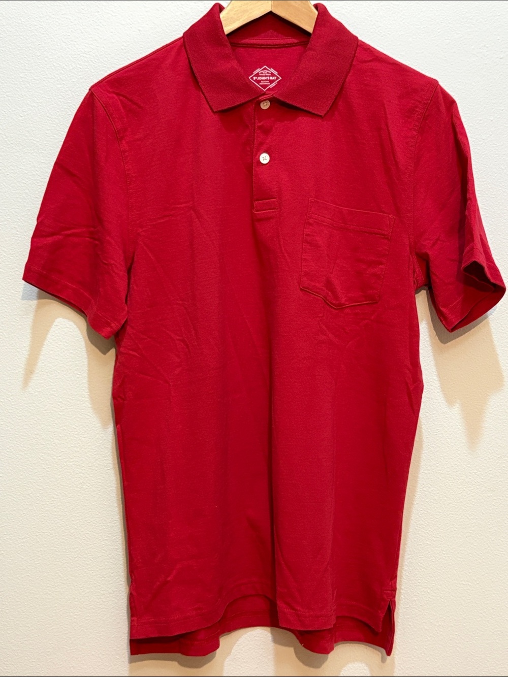 NWOT St. John's Bay Red Short-Sleeve Polo with Chest Pocket